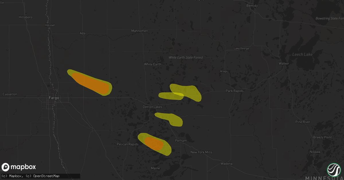 Hail map in Rochert, MN on July 8, 2018