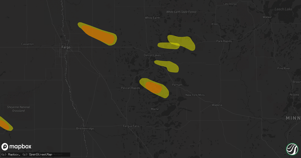 Hail map in Vergas, MN on July 8, 2018
