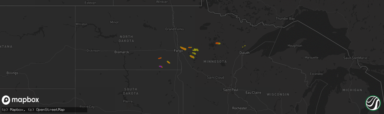 Hail map on July 8, 2018