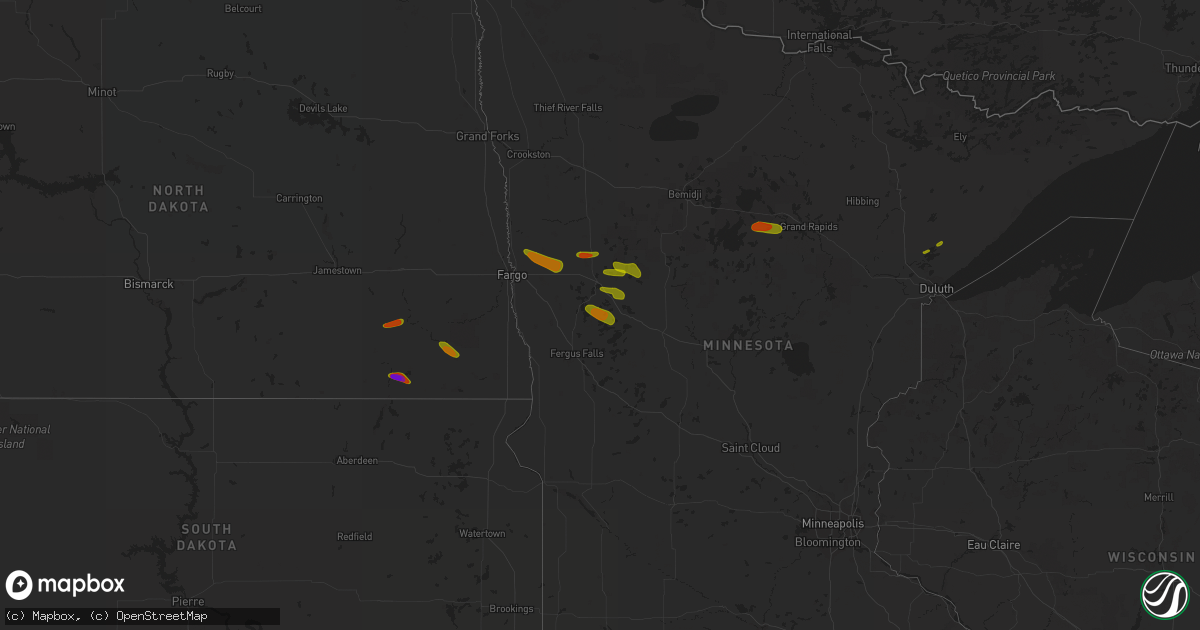 Hail map on July 8, 2018