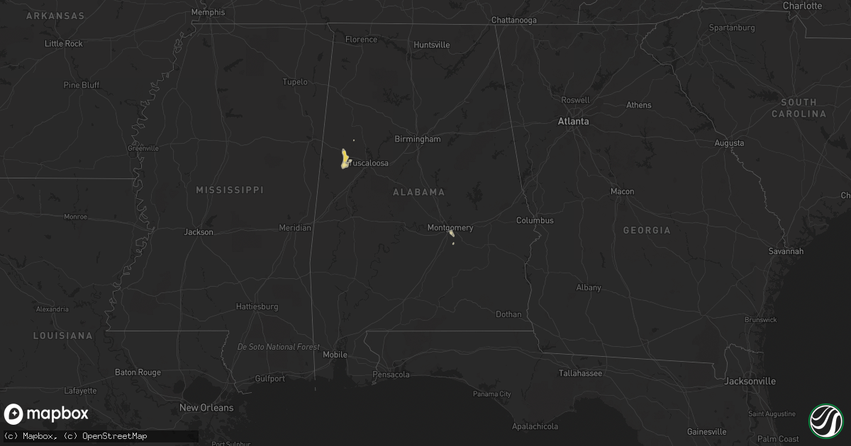 Hail map in Alabama on July 8, 2019