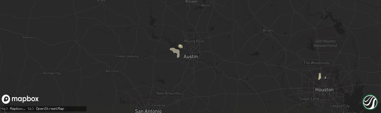 Hail map in Austin, TX on July 8, 2019