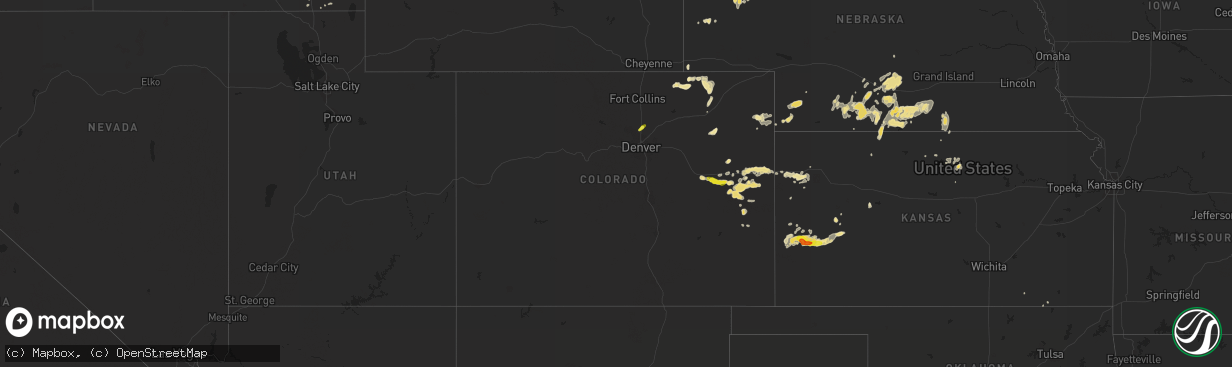 Hail map in Colorado on July 8, 2019