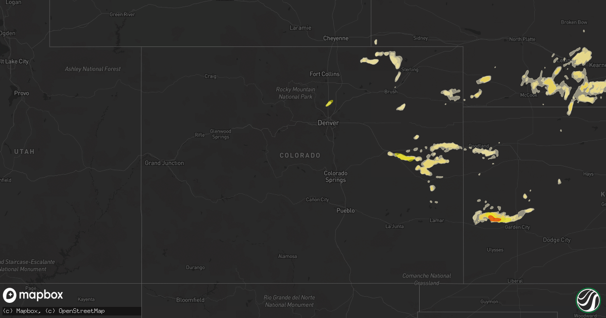 Hail map in Colorado on July 8, 2019