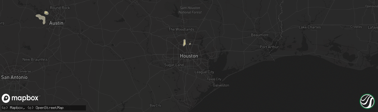 Hail map in Houston, TX on July 8, 2019