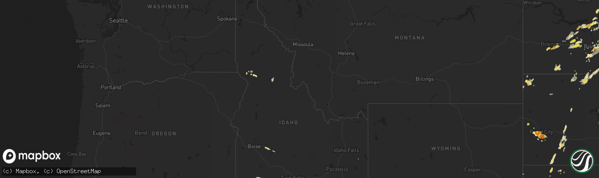 Hail map in Idaho on July 8, 2019