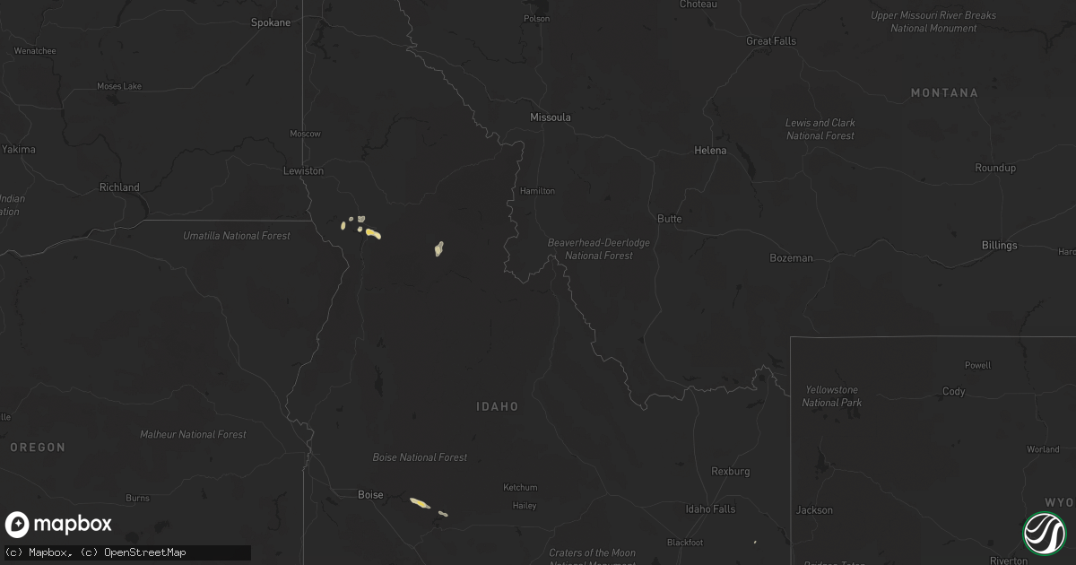Hail map in Idaho on July 8, 2019