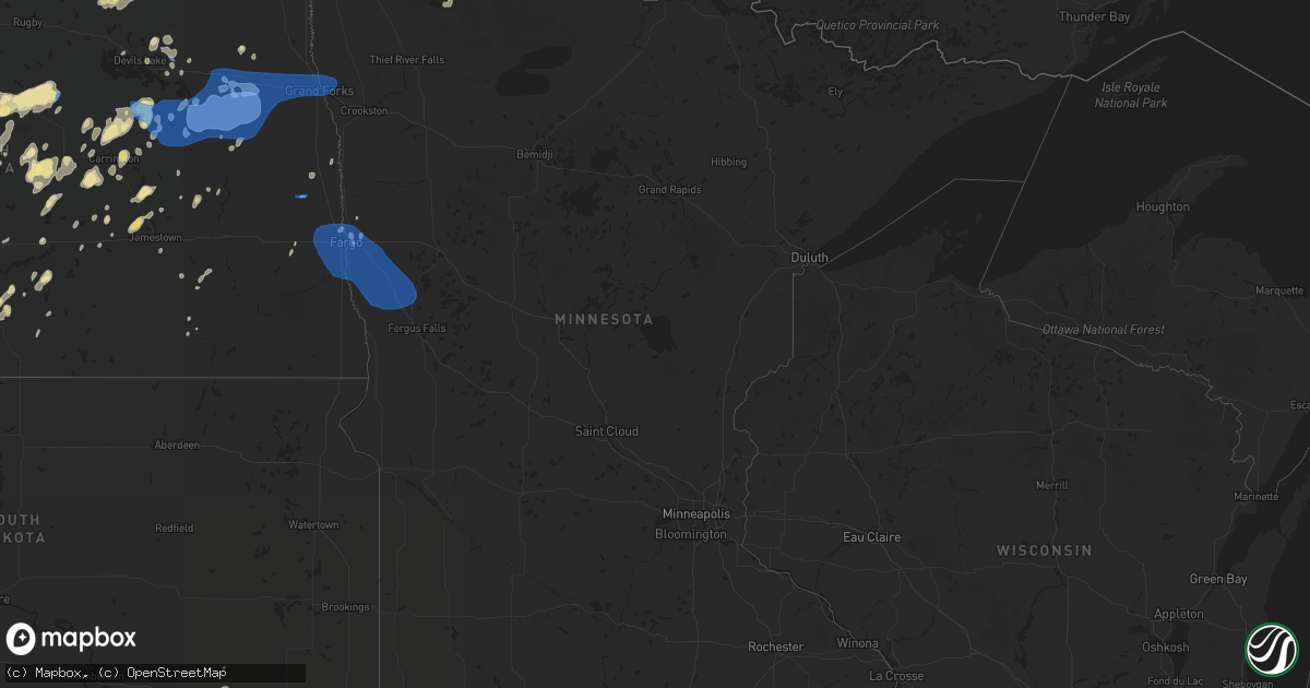 Hail map in Minnesota on July 8, 2019