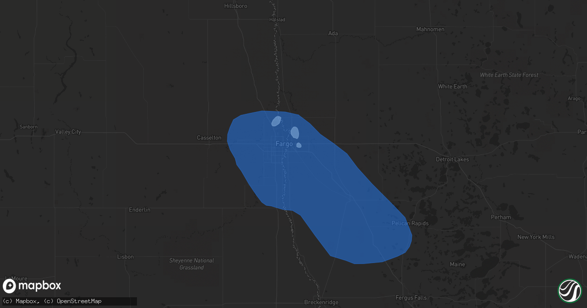 Hail map in Moorhead, MN on July 8, 2019