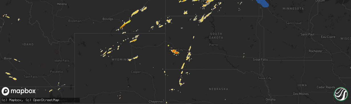 Hail map on July 8, 2019