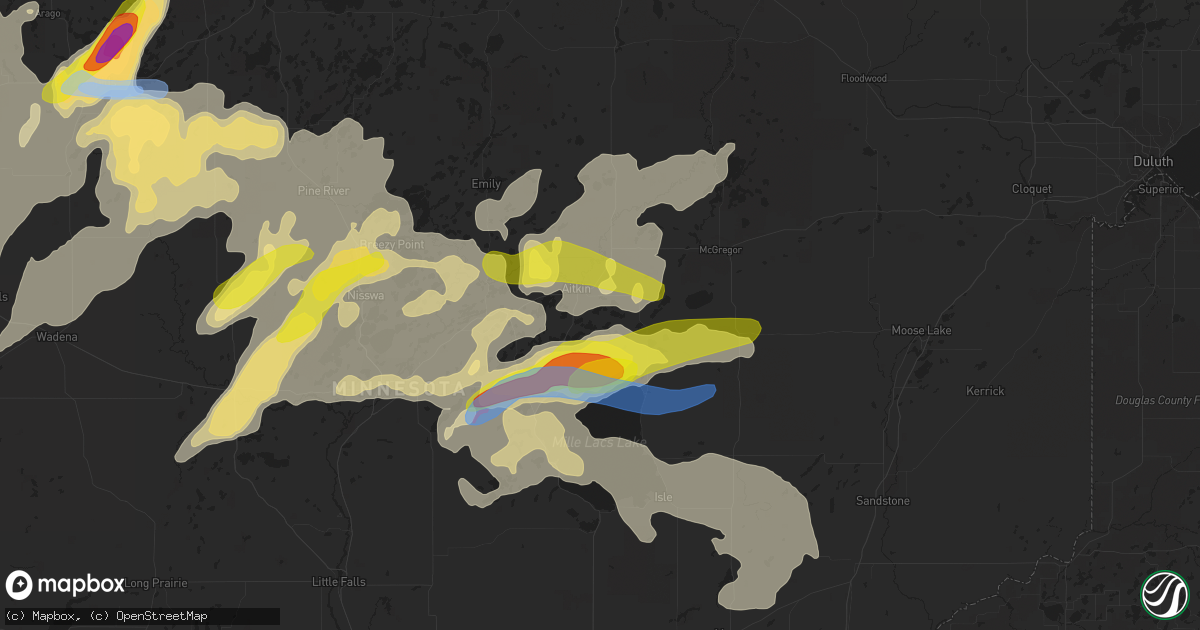 Hail map in Aitkin, MN on July 8, 2020