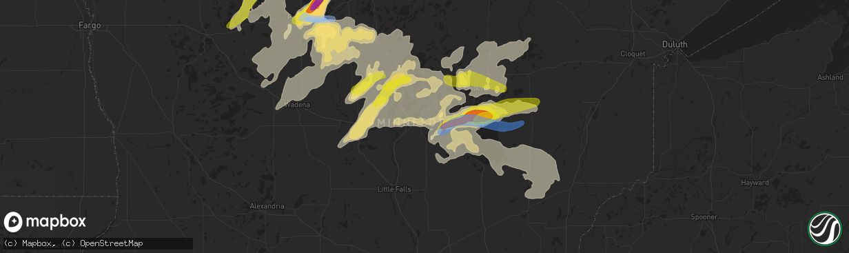 Hail map in Brainerd, MN on July 8, 2020