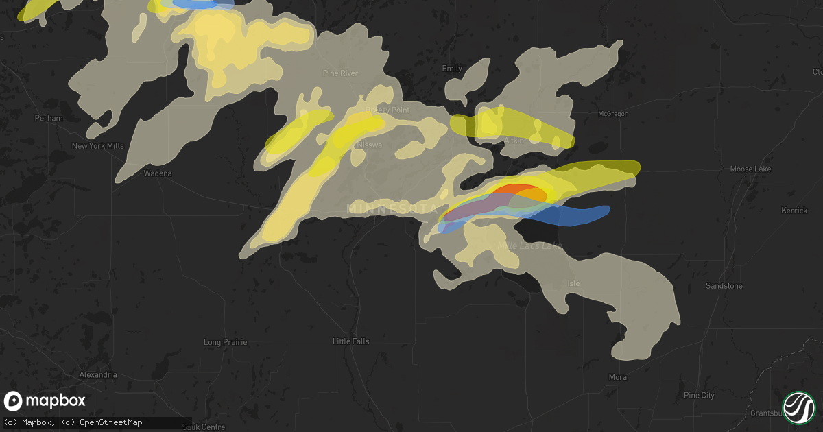 Hail map in Brainerd, MN on July 8, 2020