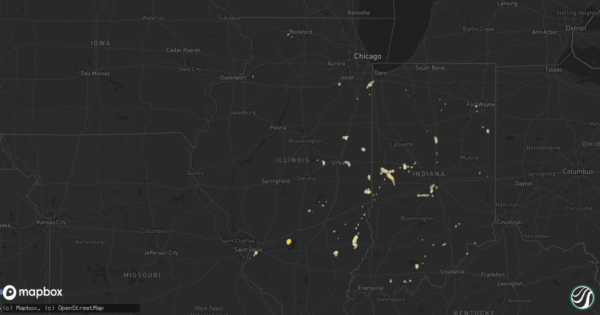 Hail map in Illinois on July 8, 2020