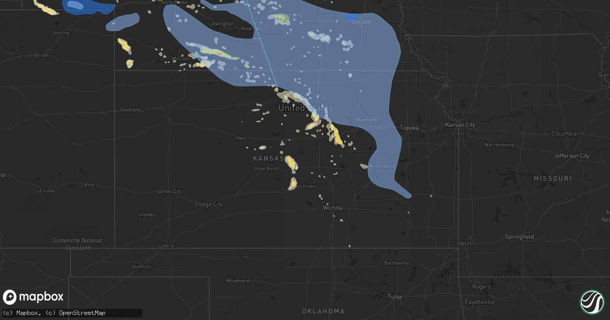 Hail map in Kansas on July 8, 2020