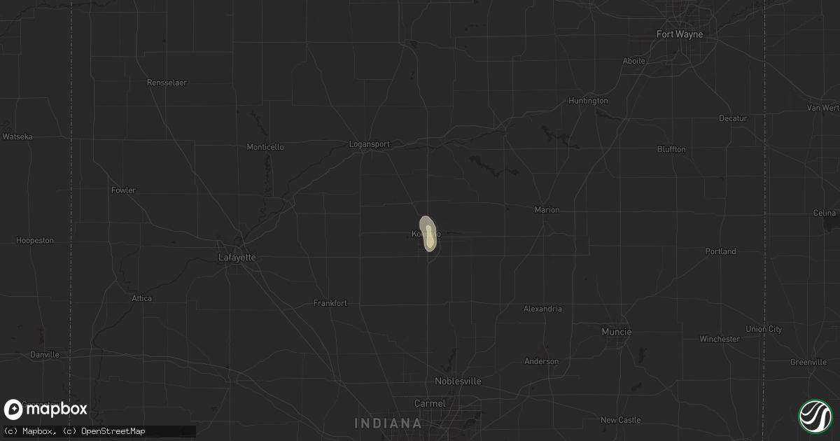 Hail map in Kokomo, IN on July 8, 2020