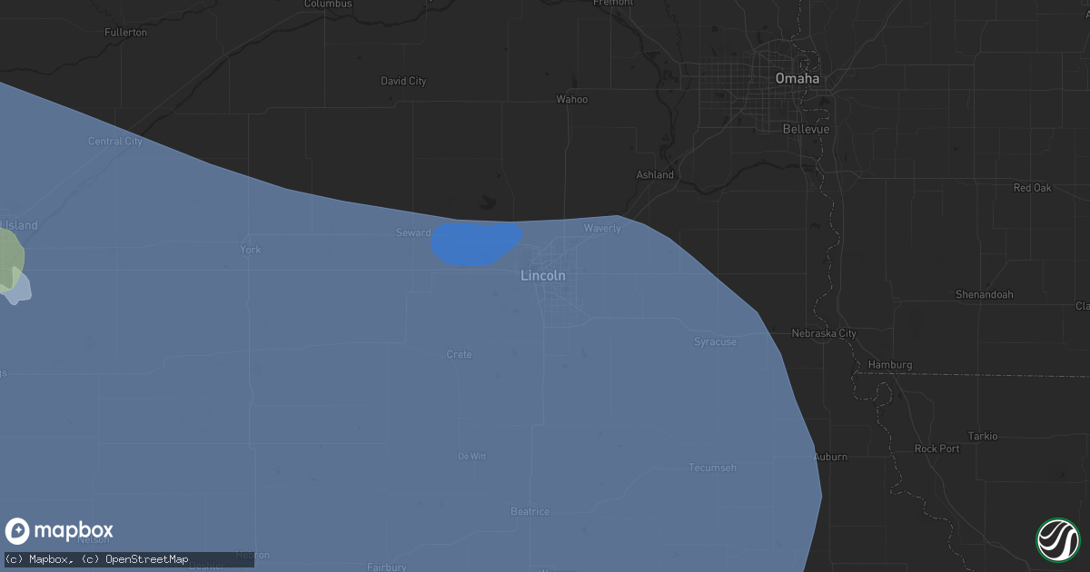 Hail map in Lincoln, NE on July 8, 2020
