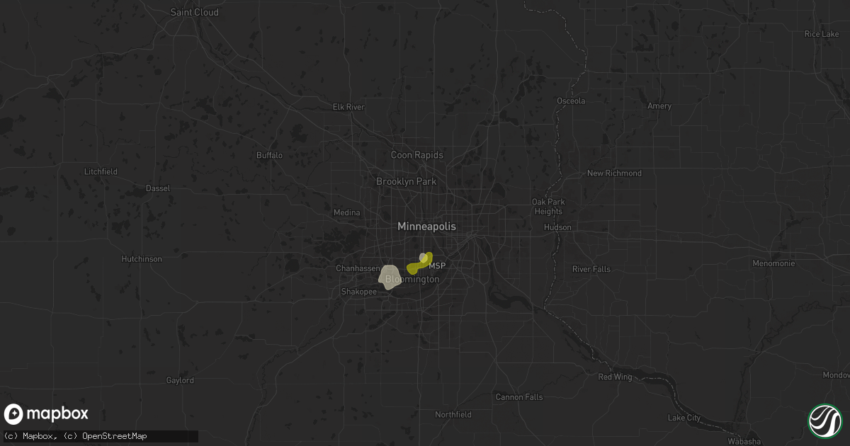 Hail map in Minneapolis, MN on July 8, 2020