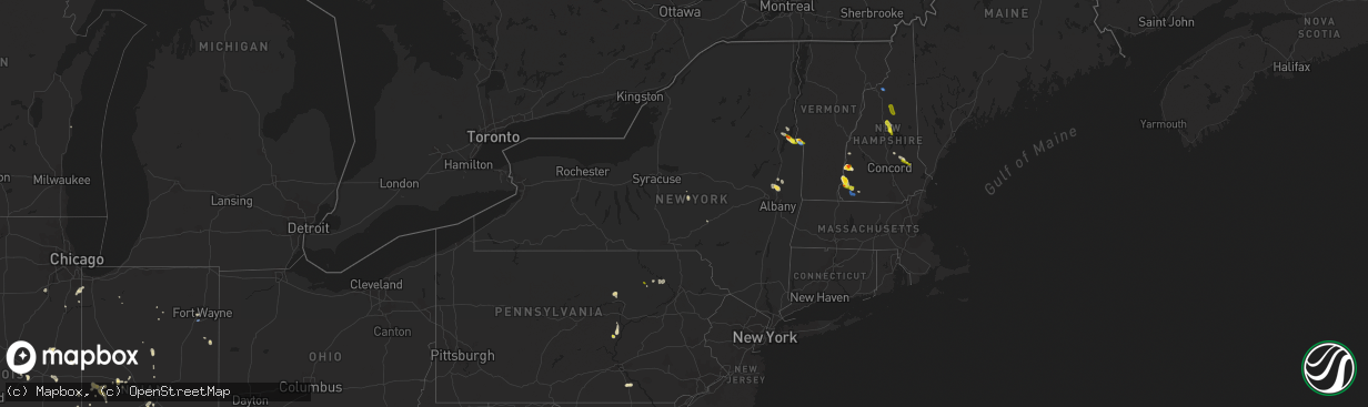 Hail map in New York on July 8, 2020