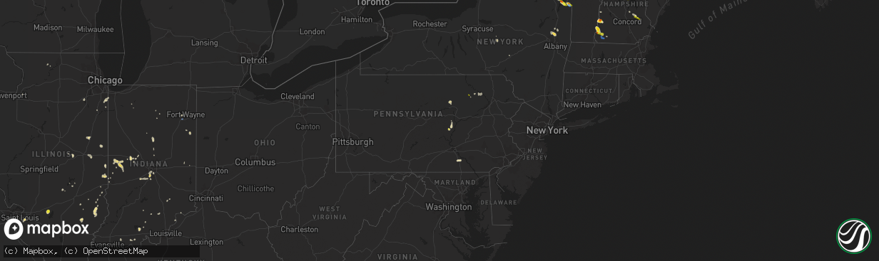 Hail map in Pennsylvania on July 8, 2020