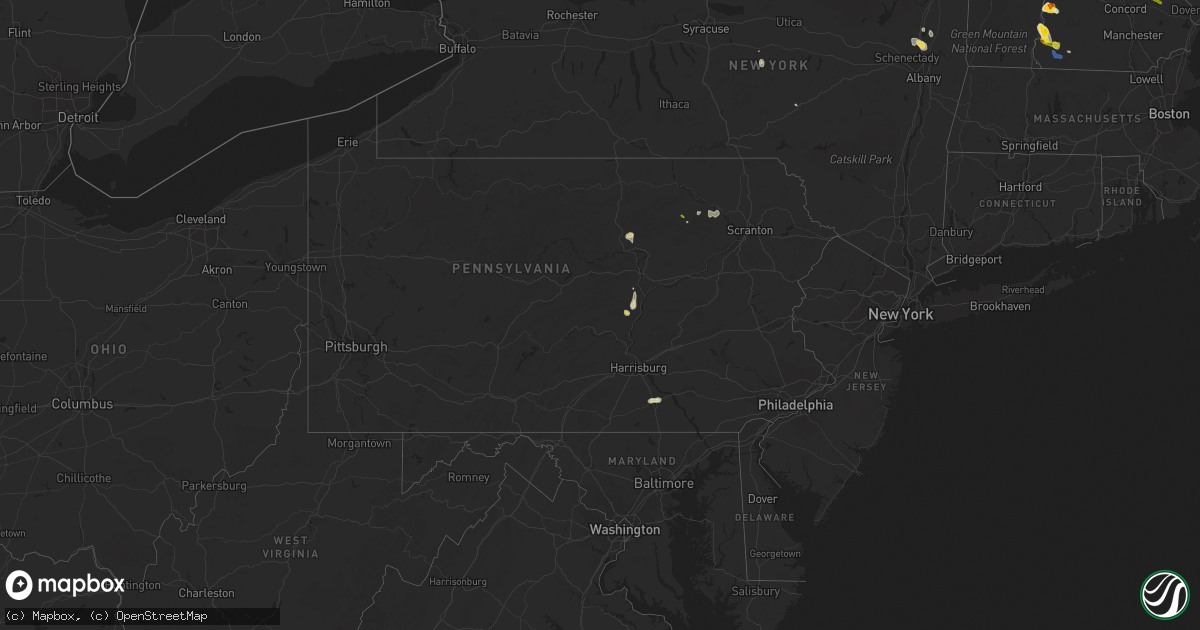 Hail map in Pennsylvania on July 8, 2020