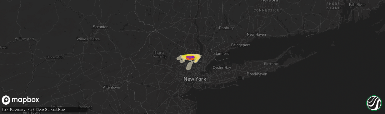 Hail map in Hillsdale, NJ on July 8, 2021