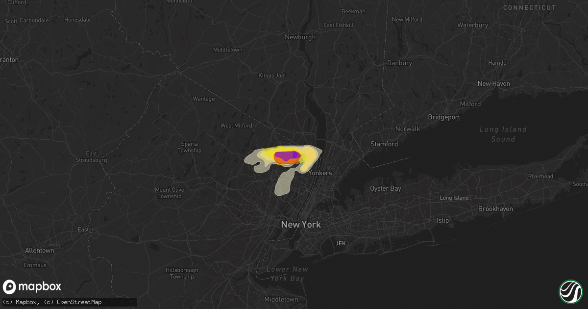 Hail map in Hillsdale, NJ on July 8, 2021