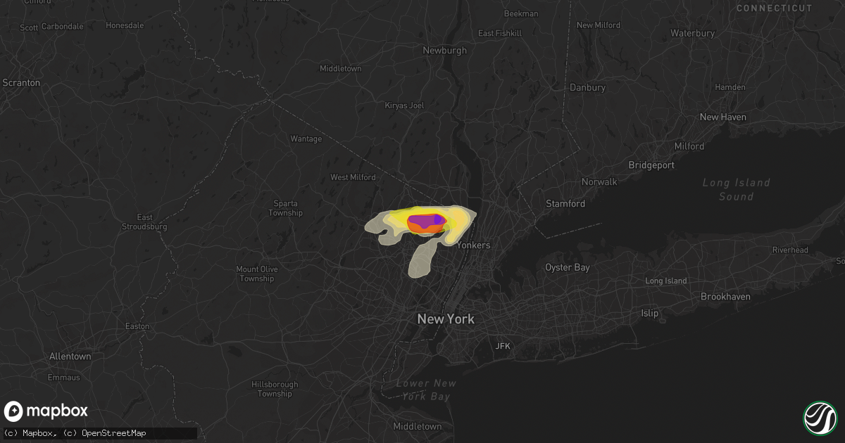 Hail map in Ho Ho Kus, NJ on July 8, 2021