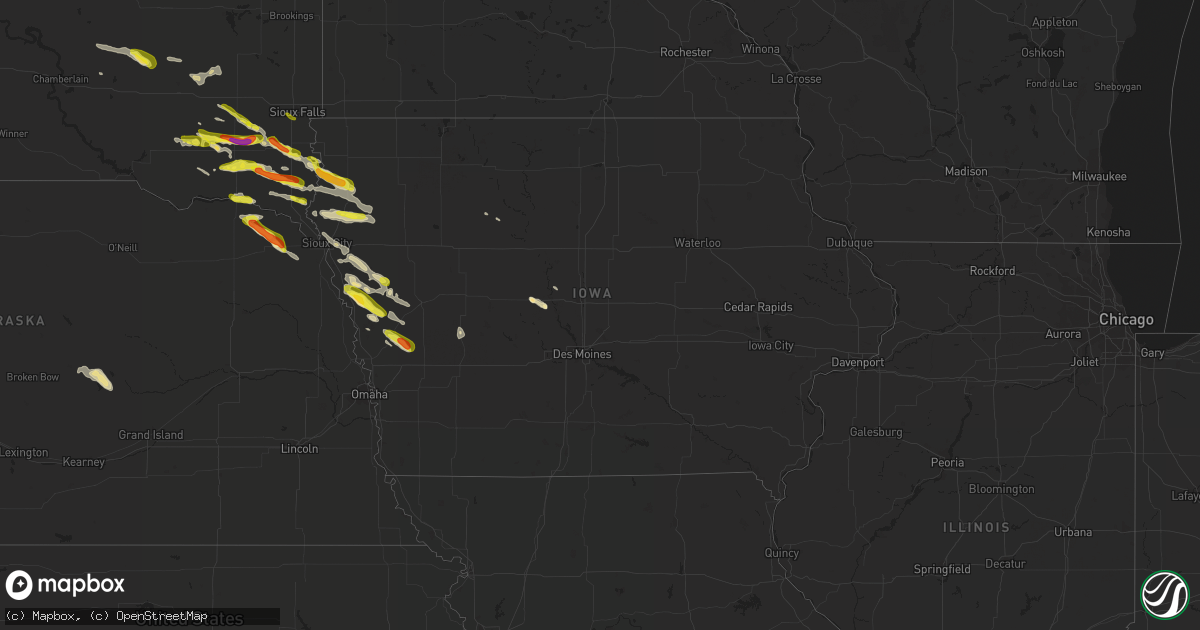 Hail map in Iowa on July 8, 2021