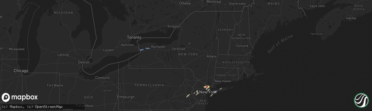 Hail map in New York on July 8, 2021