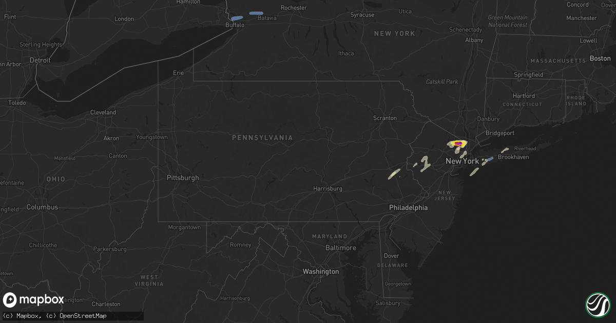 Hail map in Pennsylvania on July 8, 2021