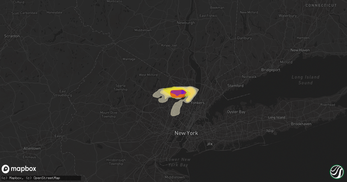 Hail map in Waldwick, NJ on July 8, 2021