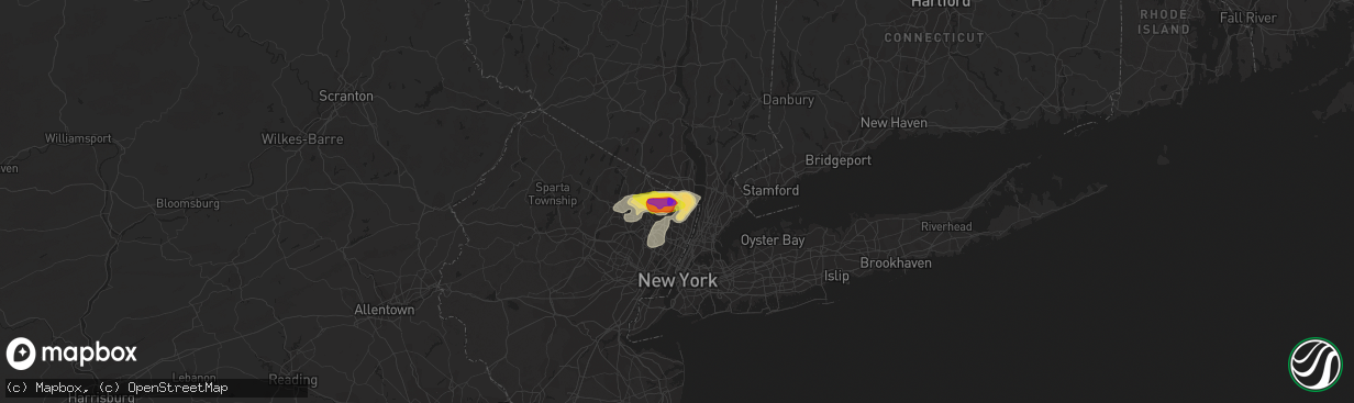 Hail map in Westwood, NJ on July 8, 2021