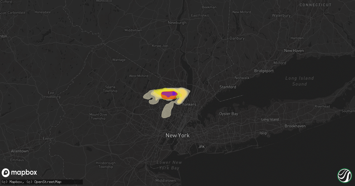 Hail map in Westwood, NJ on July 8, 2021