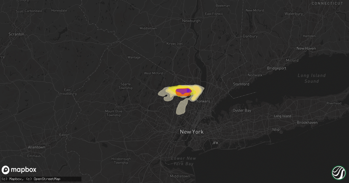Hail map in Wyckoff, NJ on July 8, 2021