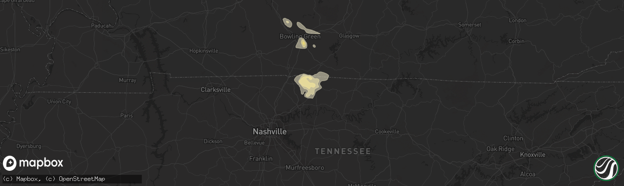 Hail map in Bethpage, TN on July 8, 2022