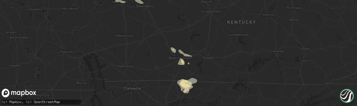 Hail map in Bowling Green, KY on July 8, 2022