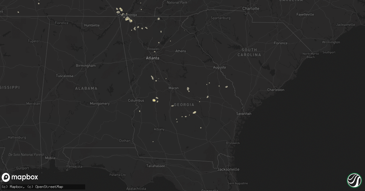 Hail map in Georgia on July 8, 2022