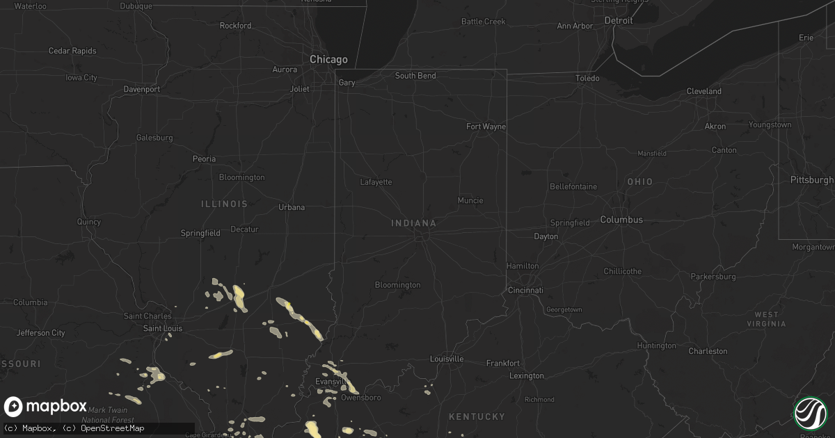 Hail map in Indiana on July 8, 2022