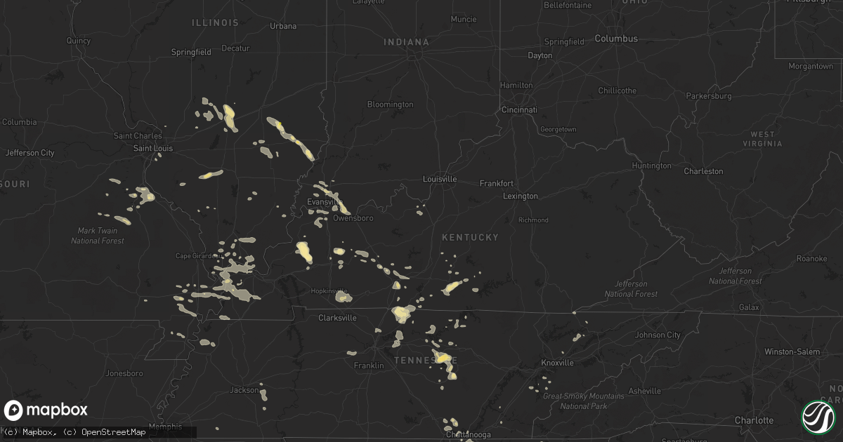 Hail map in Kentucky on July 8, 2022