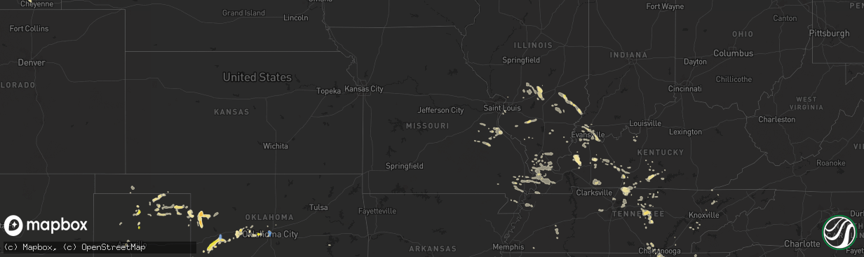 Hail map in Missouri on July 8, 2022