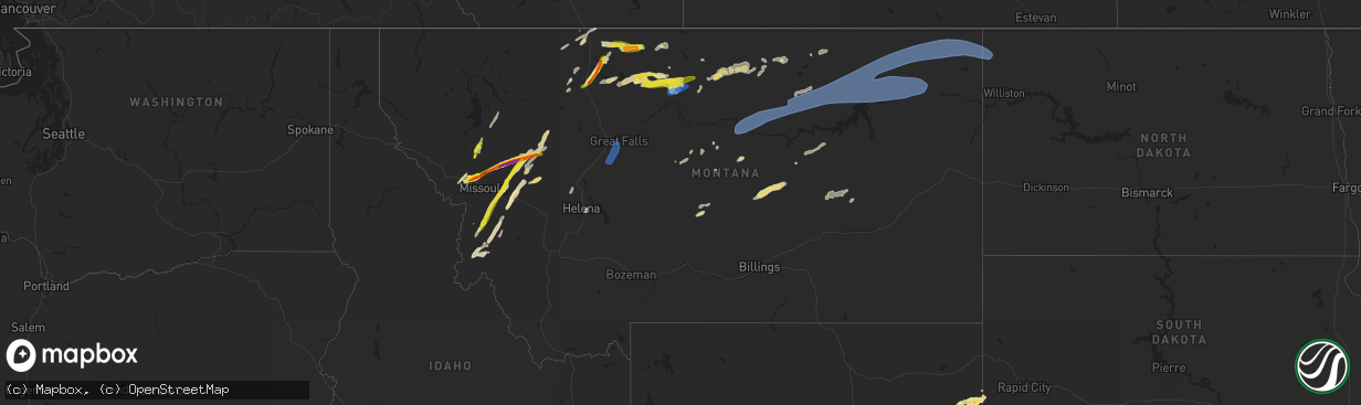 Hail map in Montana on July 8, 2022