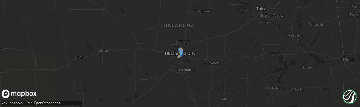 Hail map in Oklahoma City, OK on July 8, 2022