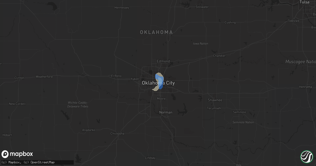 Hail map in Oklahoma City, OK on July 8, 2022