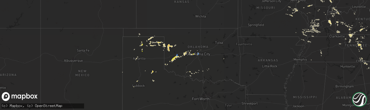 Hail map in Oklahoma on July 8, 2022