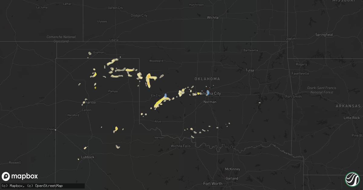 Hail map in Oklahoma on July 8, 2022
