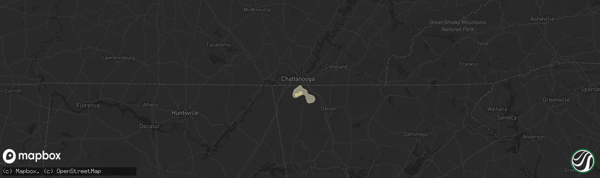 Hail map in Rossville, GA on July 8, 2022