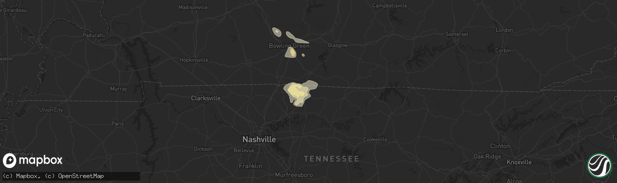 Hail map in Westmoreland, TN on July 8, 2022