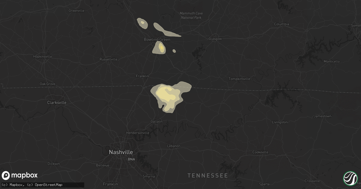 Hail map in Westmoreland, TN on July 8, 2022