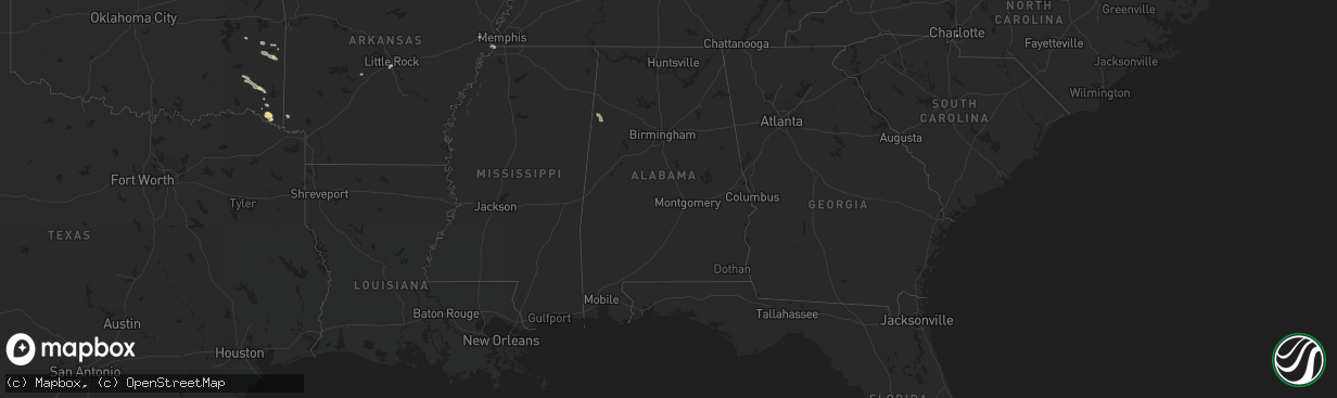 Hail map in Alabama on July 8, 2023